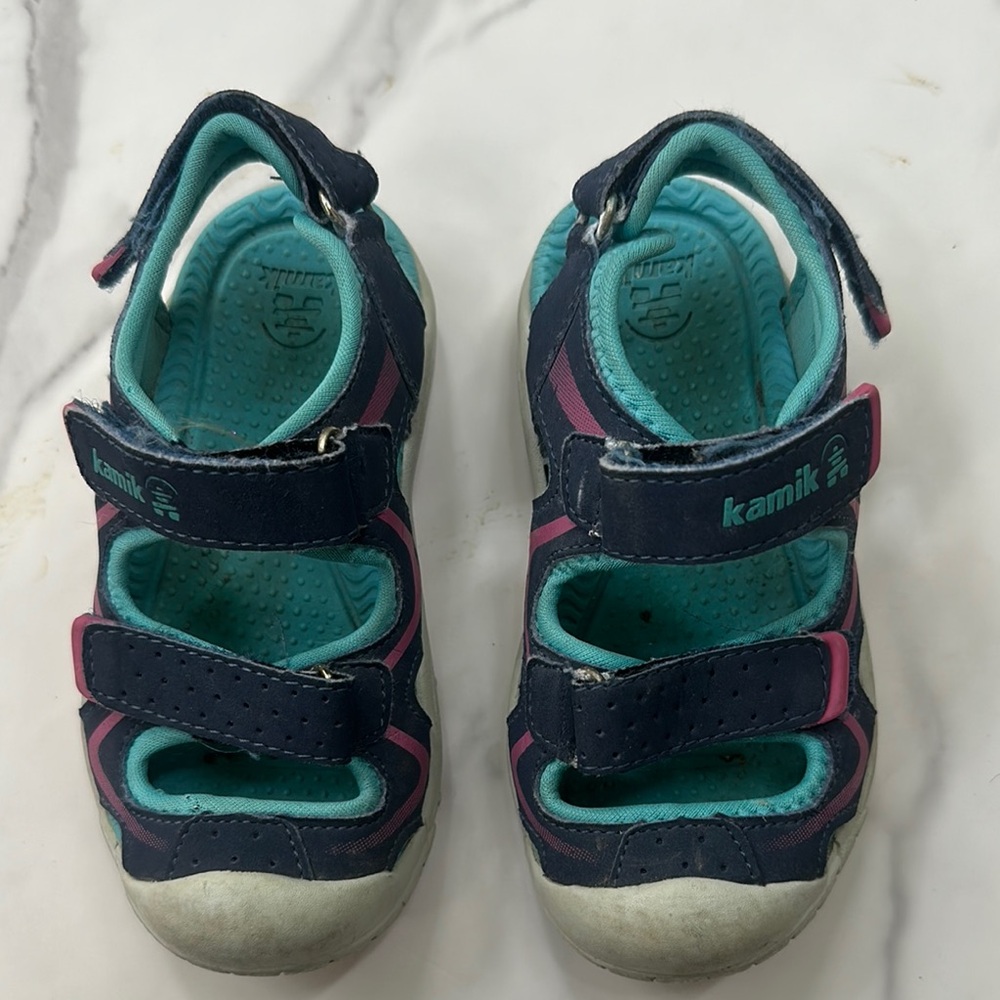 Kamik Blue and Pink Sport Sandals with Adjustable Straps
